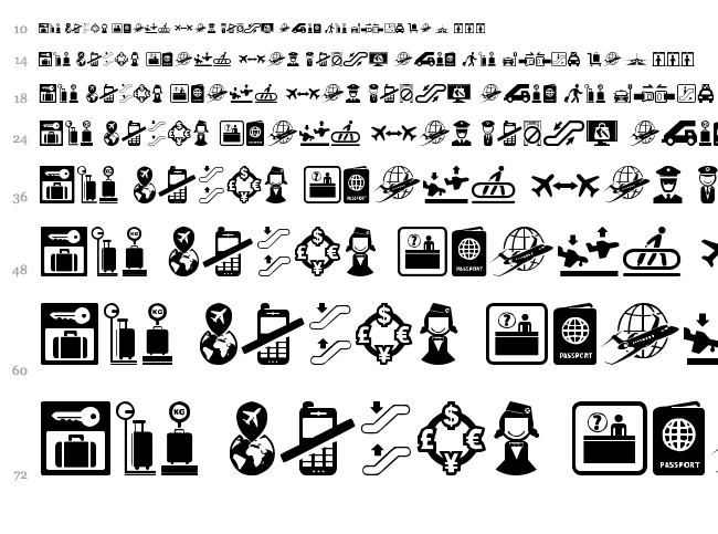 Airport Icons font waterfall